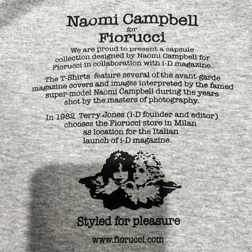 NWT Fiorucci X Naomi Campbell Collaboration Gray Cap Sleeve Tee RARE Superstar! - Picture 4 of 6